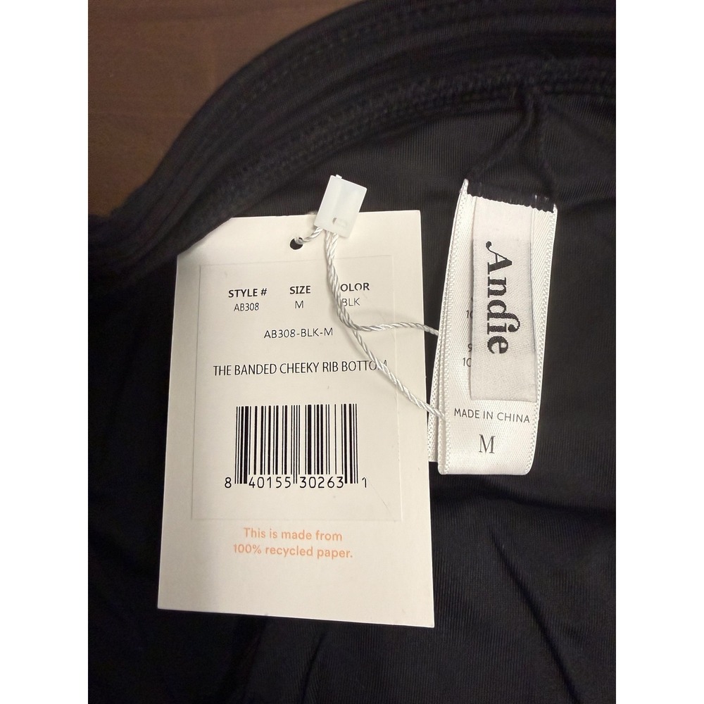 Andie Swim Banded Ribbed Cheeky Bikini Bottom Black Medium M NWT - Picture 8 of 9